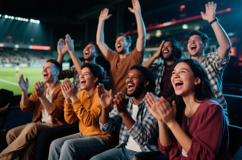 朋友们一起观看比赛